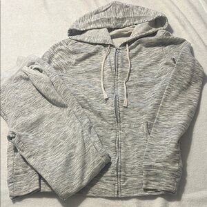 Gray Hooded Zip-Up Jacket and Pants Set